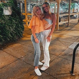 Zara full sleeve poplin top orange